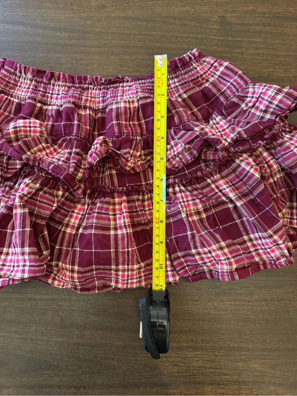 Ruffled Plaid Mini Skirt - Pink Plaid Size Small Youth